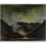 SIR KYFFIN WILLIAMS RA limited edition (60/150) coloured print - stormy Snowdonia, entitled verso on