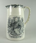 A LLANELLY POTTERY TRANSFER PRINTED JUG COMMEMORATING GARIBALDI with titled pictorial portraits