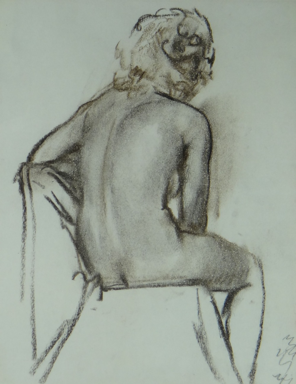 HARRY HOLLAND pastel - life study of a seated lady, unsigned, 28 x 21.5cms