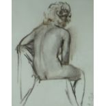 HARRY HOLLAND pastel - life study of a seated lady, unsigned, 28 x 21.5cms