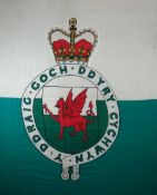 A RARE 1953-1959 WELSH COTTON FLAG (framed) - this flag was augmented as the flag of Wales and the