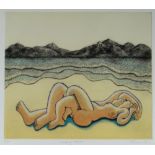 TREVOR PRICE limited edition (21/100) etching - two naked figures entwined while reclining on a