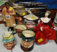 A parcel of Royal Doulton including character jugs, 'The Shepherd' HN1975 figurine etc