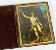 An interesting antique religious picture (believed painting) of John the Baptist with finger