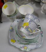 A quantity of Bell China floral teaware in the Art Deco style