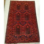 A mainly blue & red old Baluchi rug, 132 x 85