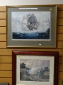 Framed print of 'The Flying Scotsman' by BARRY PRICE together with framed print 'The Glorious 1st of