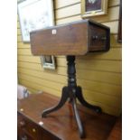 A small antique drop flap table with drawer on tripod base (distressed)