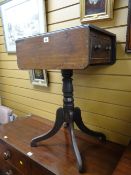 A small antique drop flap table with drawer on tripod base (distressed)