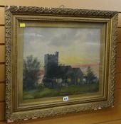 A framed watercolour by Welsh artist OBEDIAH HODGES entitled 'Mynyddislwyn Church, 1907', signed