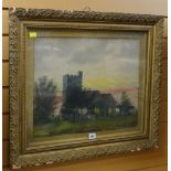 A framed watercolour by Welsh artist OBEDIAH HODGES entitled 'Mynyddislwyn Church, 1907', signed