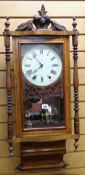 An antique marquetry encased wall clock with enamel dial (acquires attention)