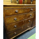 A good antique oak chest of three long & two short drawers on carved bracket feet, with mother-of-