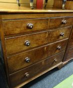 A good antique oak chest of three long & two short drawers on carved bracket feet, with mother-of-