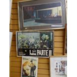 A framed Godfather film poster in Italian (believed reproduction), a framed 'Nighthawks' print after