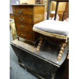 A small antique-reproduction chest of four graduated drawers together with an antique drop-leaf