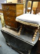 A small antique-reproduction chest of four graduated drawers together with an antique drop-leaf