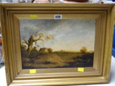 Small framed oil on canvas of farmland scene