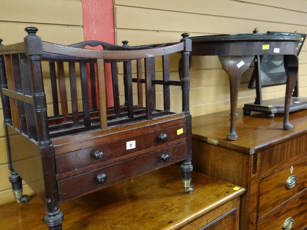 An antique mahogany Canterbury & a mahogany occasional table