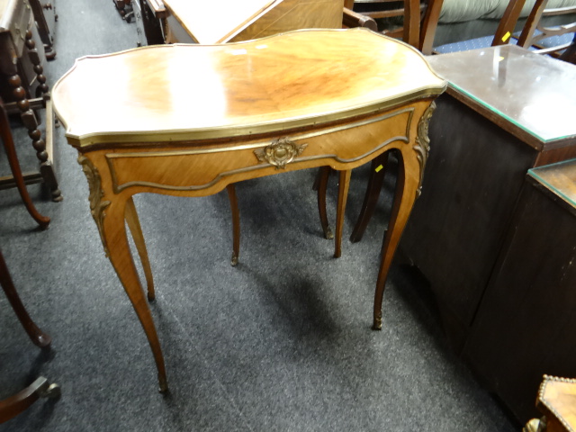 An antique Kingwood & gilt metal mounted single-drawer side table in the Louis XVI-style, 81cms - Image 6 of 9