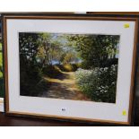 A good framed watercolour of a country path signed PAULINE HARRIES, dated 2002