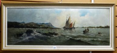 A good quality nineteenth century Italian oil on board being a shipping scene with sail boats &