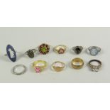A good parcel of eleven various rings including 9ct set rings