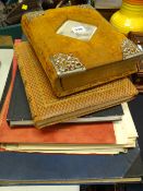 An Edwardian mirrored photo-album & contents together with a similar period scrapbook & sundry