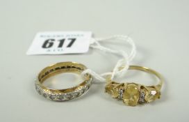 Two modern 9ct gold rings, 5grms total