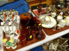 A parcel of Indian Tree teaware, Poole pottery, antique glassware & Staffordshire figures etc