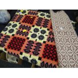 A good multi-coloured geometric patterned Welsh blanket & a smaller woollen geometric patterned