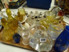 Parcel of glassware including an Art Deco part three-piece dressing table set, scent bottles &