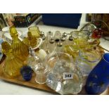 Parcel of glassware including an Art Deco part three-piece dressing table set, scent bottles &