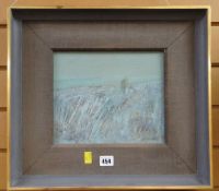 A framed circa 1960s oil painting by Welsh artist by JOHN WRIGHT of a figure in a field