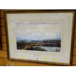 Framed mounted & titled watercolour by H S WILLIAMSON of a moorland scene, 31 x 51cms