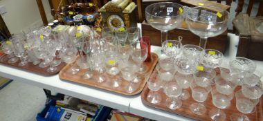 A large quantity of mixed drinking glasses including two oversized examples, vintage lead crystal