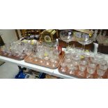 A large quantity of mixed drinking glasses including two oversized examples, vintage lead crystal