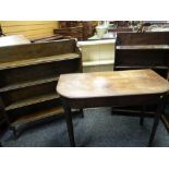 Three various open bookcases & an antique mahogany side table