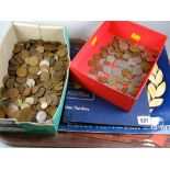 Large quantity of mixed pre-decimal & other coinage, foreign coins and medallion sets