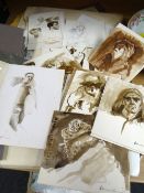 A large parcel of JOHN CHERRINGTON watercolours & drawings (unframed) (please see previous sales for