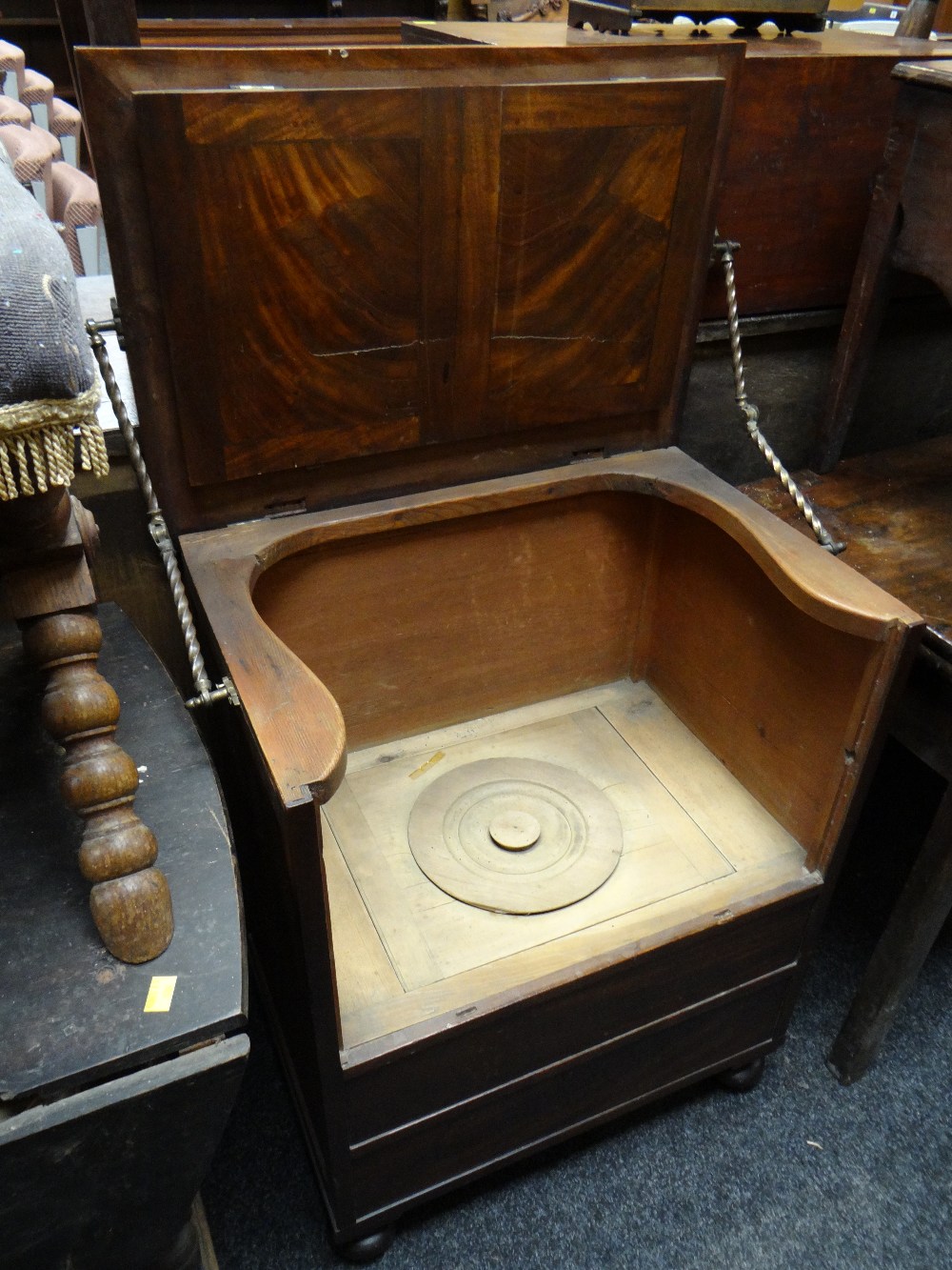 Two antique mahogany commodes