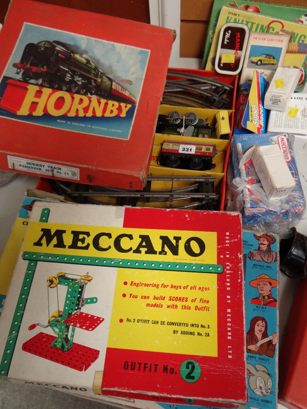 A boxed Hornby tin-plate Passenger Set No.21 together with a boxed Meccano Outfit (incomplete) & a