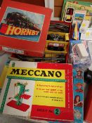 A boxed Hornby tin-plate Passenger Set No.21 together with a boxed Meccano Outfit (incomplete) & a