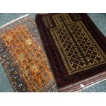 Two Persian intricate patterned wool prayer mats