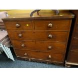 A mahogany chest of three long & two short drawers (distressed)