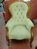 Large button upholstered spoonback chair