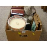 Box of mixed household items including soft toys, books etc