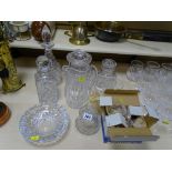 Parcel of heavy glassware including decanters, jugs etc