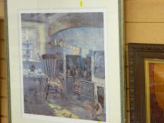 KEITH ANDREW limited edition 206/850 print - stamped and signed in pencil, interior scene 55 x 54