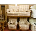 Ercol light wood three piece suite